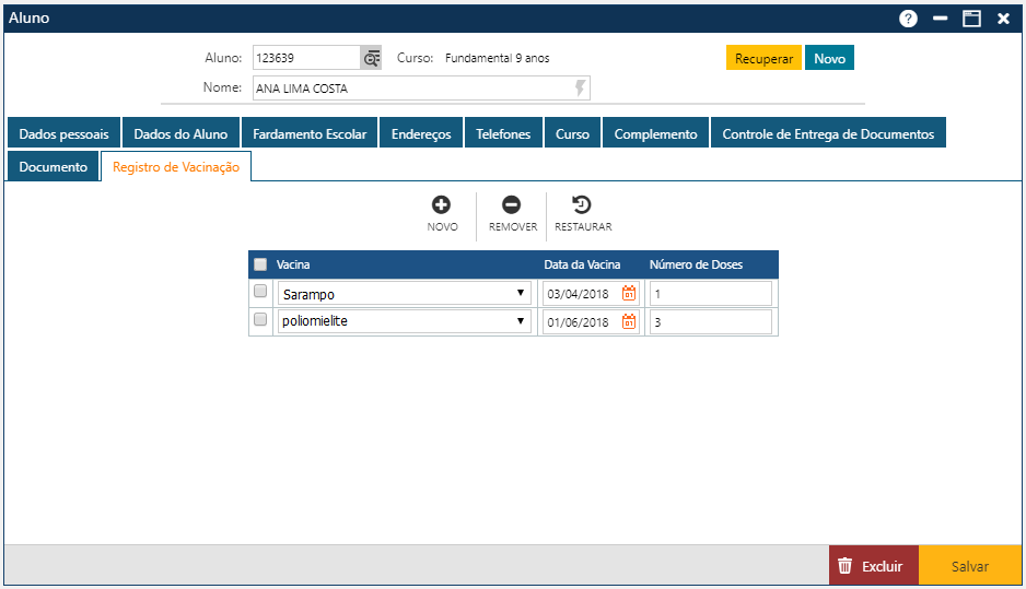 Cadastro-Aluno-Pasta-Registro-Vacinação Cadastro-Aluno-Pasta-Registro-Vacinação