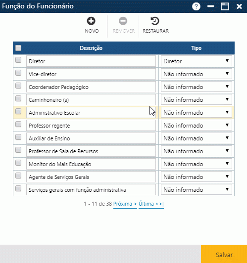 Cadastro - Função do Funcionário - Adicionando Função