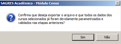 Confirmação de exportação
