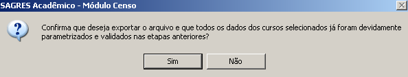 Exportação de arquivo - Confirmação da exportação do arquivo