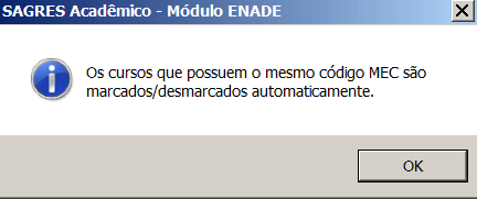 Cursos com o mesmo código MEC