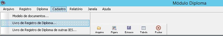 Livro de Registro de Diploma - Menu