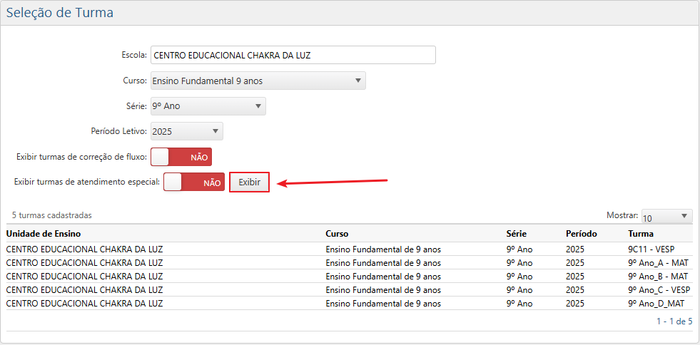 DW-acompanhamento-informacoes-da-turma-tela-interface-inicial-botao-exibir