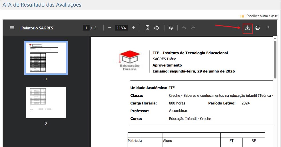 Diaria-Consultas-Ata-de-resultados-das-avaliacoes-barra-de-ferramentas-salvar