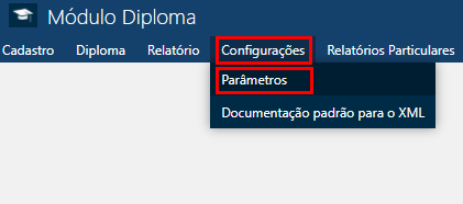 Diploma Digital-Configurações -Parâmetros-Menu