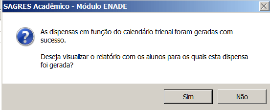 Dispensas geradas com sucesso