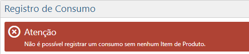 Interface Registro de Consumo - Erro ao salvar sem item de produto