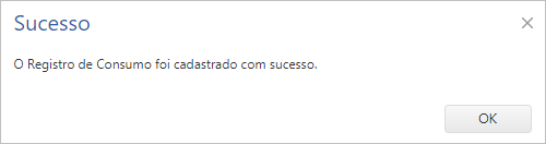 Interface Registro de Consumo - Adicionar Item de Produto - Registro de Consumo Cadastrado​​ com Sucesso
