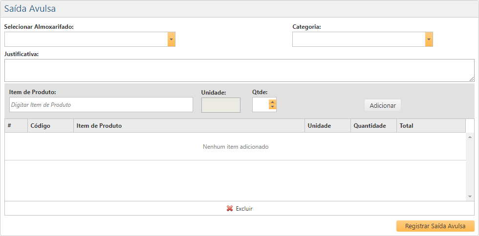 Interface Saída Avulsa