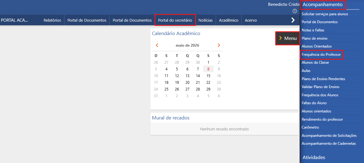 Frequencia-do-professor-Menu-de-Acesso
