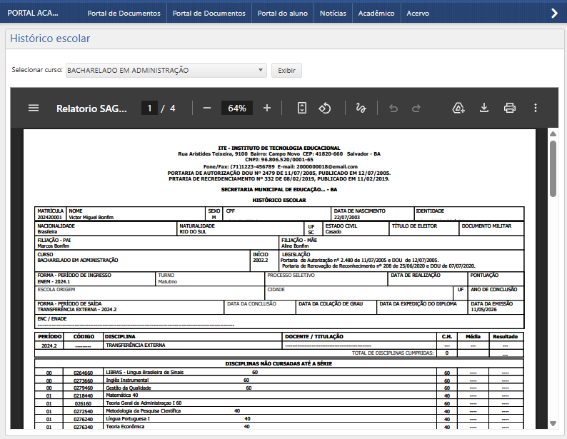 Historico-Escolar-Interface-Inicial