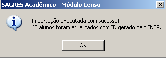 Importação executada com sucesso