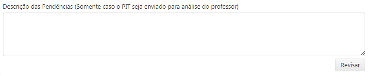 Interface Analisar RIT - Janela de Solicitação de Revisão