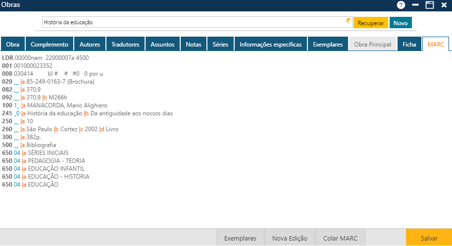 Interface-Catalogacao-Obras-Pasta-MARC Interface-Catalogacao-Obras-Pasta-MARC