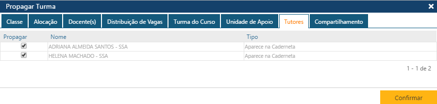 Interface Detalhe Propagar Turma-Pasta Tutores