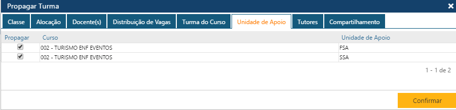 Interface Detalhe Propagar Turma-Pasta Unidade de Apoio