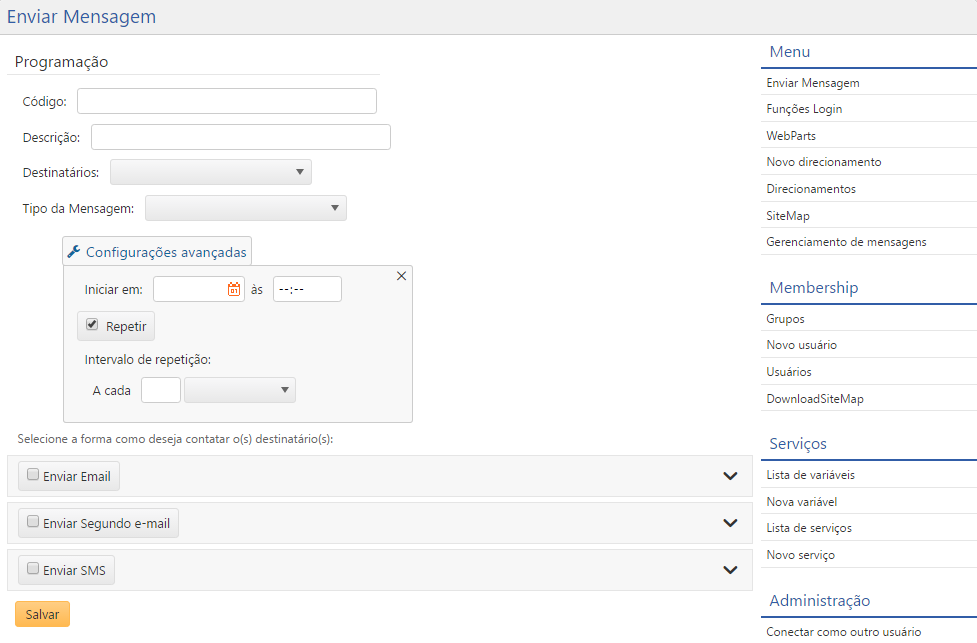 Interface-Enviar-Mensagem-Agendada