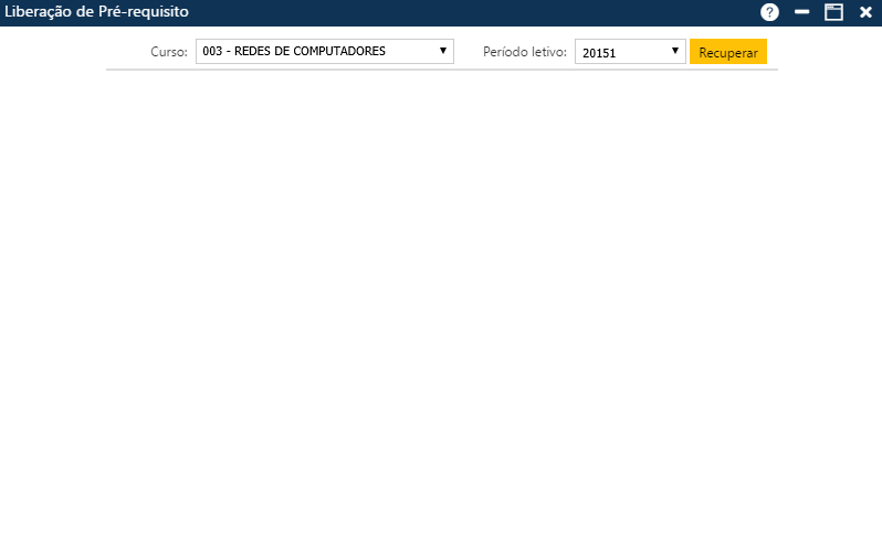 Interface Liberação de Pré-requisito - Tela inicial