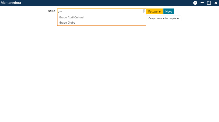 Interface Mantenedora - Tela inicial - Selecionando uma Mantenedora