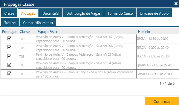 Interface Propagar Classe - Detalhes - Pasta Alocação 2