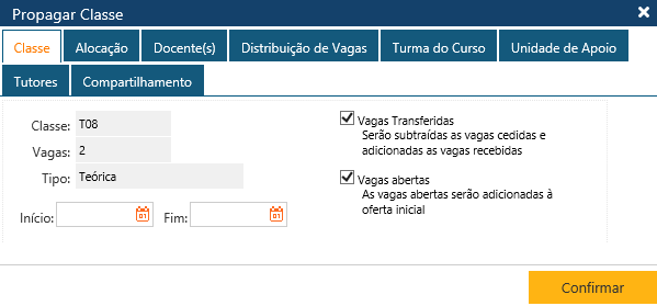 Interface Propagar Classe - Detalhes - Pasta Classe 2