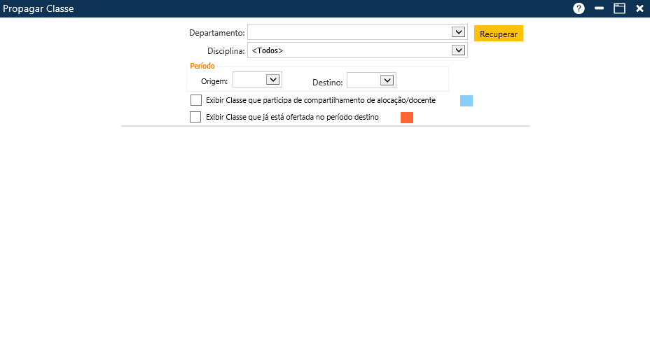 Interface Propagar Classe - Tela inicial