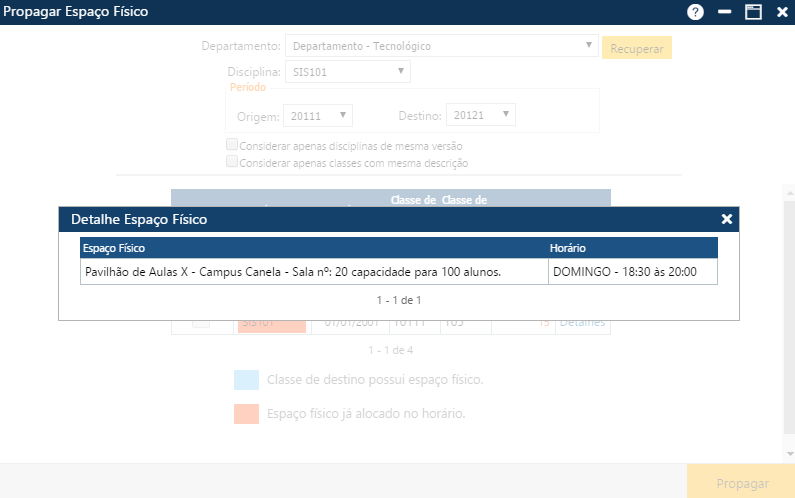 Interface Propagar Espaço Físico - Detalhe do Espaço Fisico