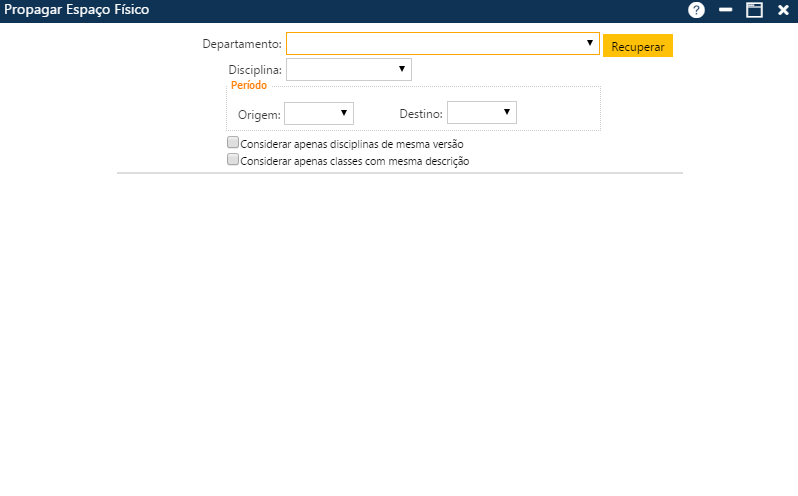Interface Propagar Espaço Físico - Tela inicial