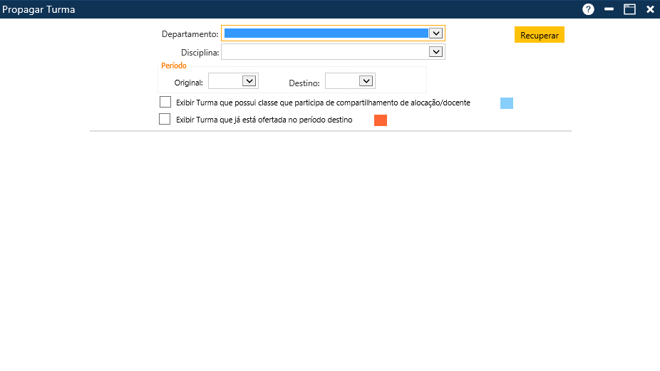 Interface Propagar Turma- tela inicial