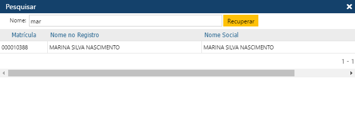 Interface Tutores - Função Pesquisar