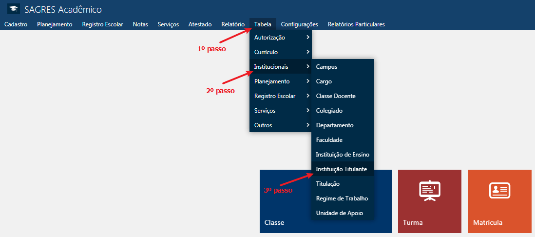 Intituição Titulante - Menu