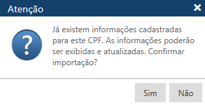 MENSAGEM CPF já incluído recupera informações