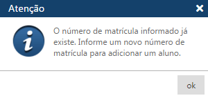 MENSAGEM Num matric já existe informe outro