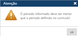 Mensagem Período informado deve ser menor q período da grade do curríc
