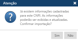 Mensagem já existe dados cadastrados para o CNPJ