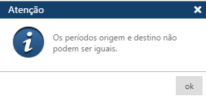 Mensagem períodos origem e destino não podem ser iguais