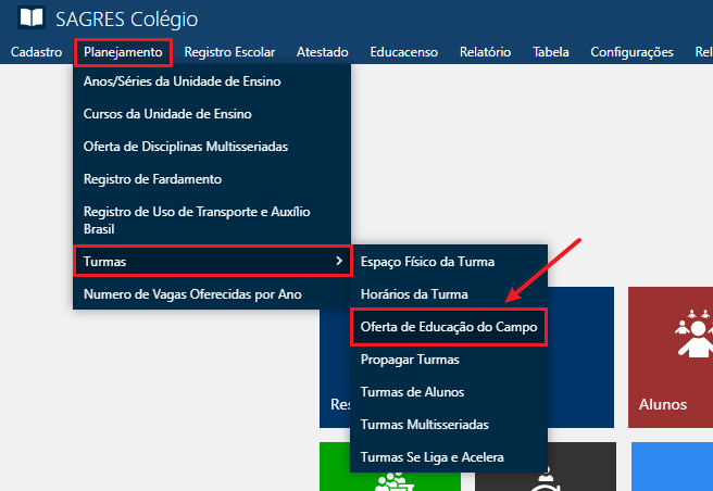 Menu de Acesso – Oferta de Educação do Campo Menu de Acesso - Oferta de Educação do Campo
