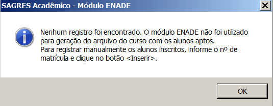 Nenhum registro recuperado