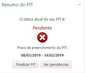 PIT - Docente - Resumo - Status do PIT: Pendente
