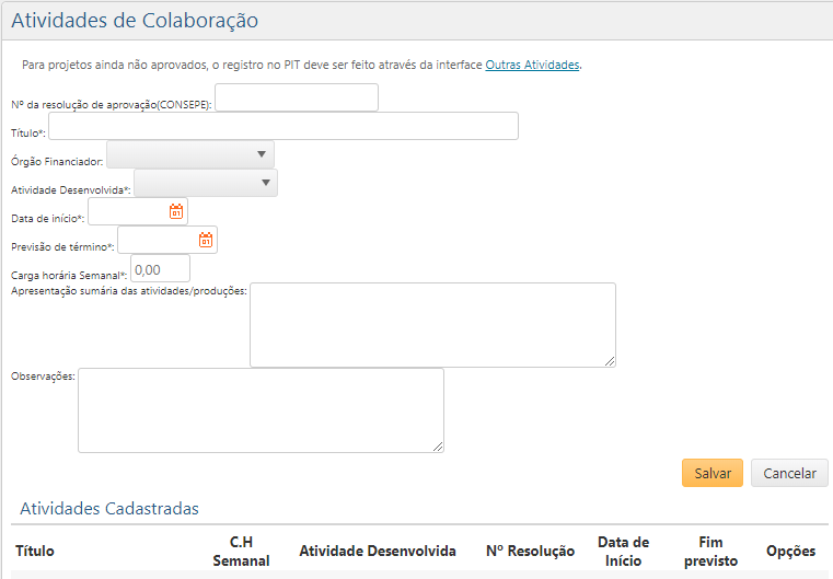 Atividades de Colaboração - Interface