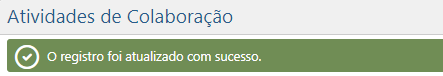 Atividades de Colaboração - Registo bem sucedido