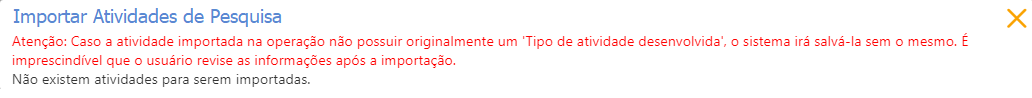 Atividades de Pesquisa - Falha na importação