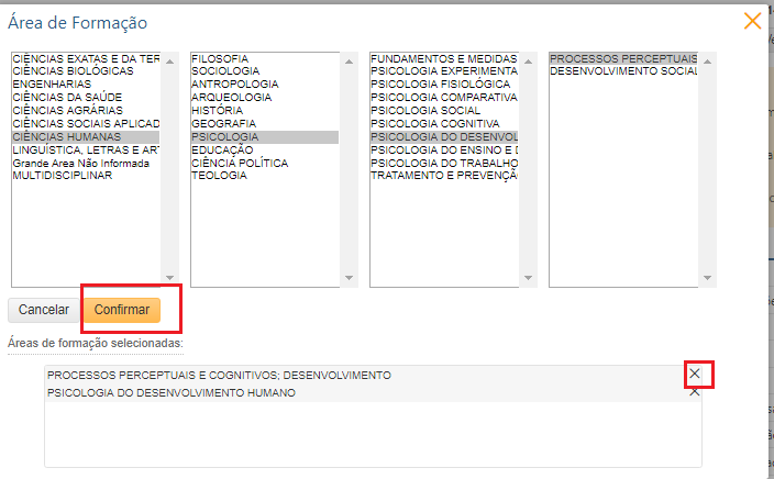 Dados Funcionais - Área de formação