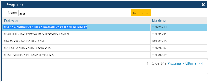 Pesquisa Professor - Grade