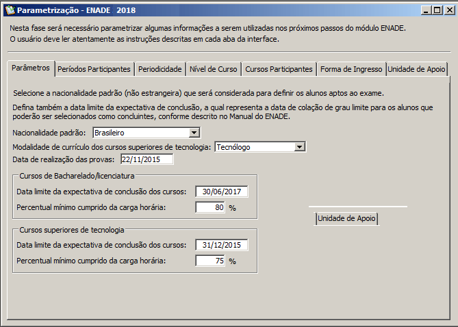 Procedimentos - Cursos Aval do Enade-2a - Fase-Parametrização do ENADE-Pasta Parâmetros