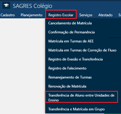 Registro-Escolar-Registro-TFR-Alunos-entre-Und-Ensino-Menu