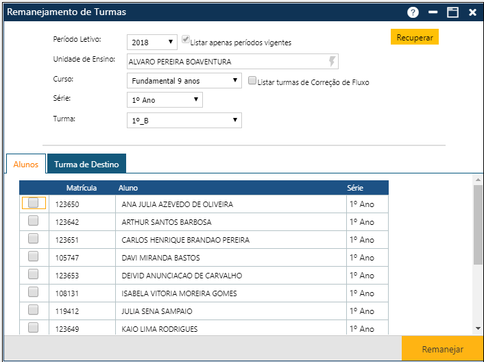 Registro-Escolar-Remanejamento de Turmas