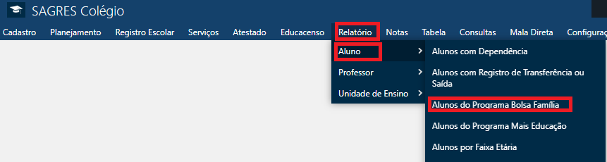 Alunos do Programa Bolsa Família​​  - Menu