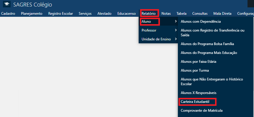 Relatório-Aluno-Carteira-Estudantil-Menu