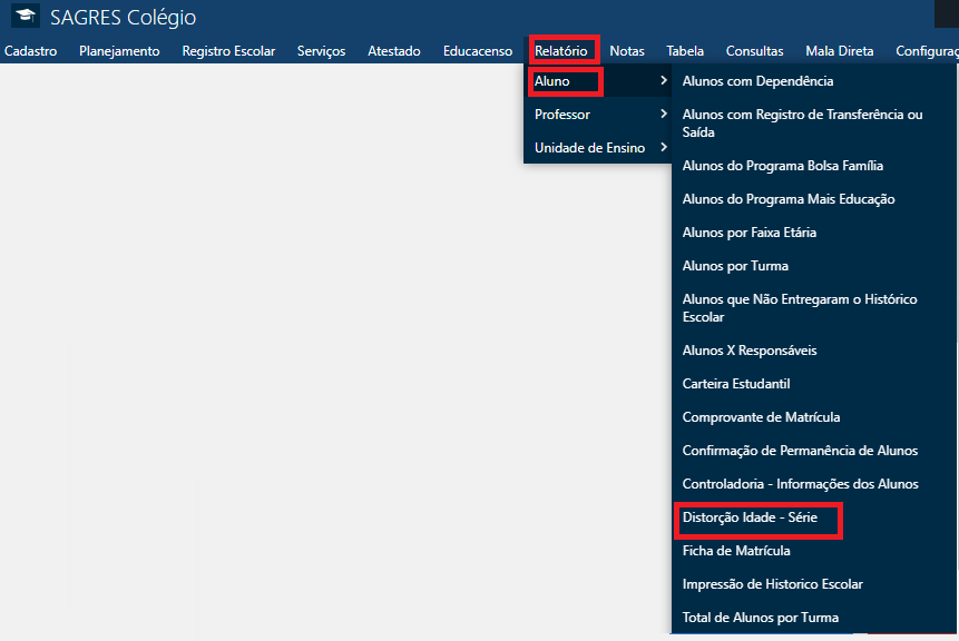 Relatório-Aluno-Distorção-Idade-Série-Menu